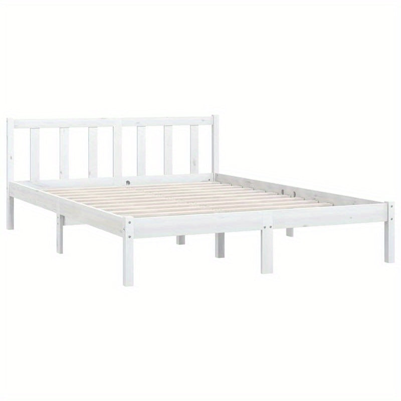 Solid Pine Wood Bed Frame 160x200cm - Removable & Durable White Wooden Frame with High-Quality Construction, Modern Minimalist Design for Contemporary Bedrooms, Bed Frame for Bed, Bedroom Furniture, Clean Line Furniture, Natu
