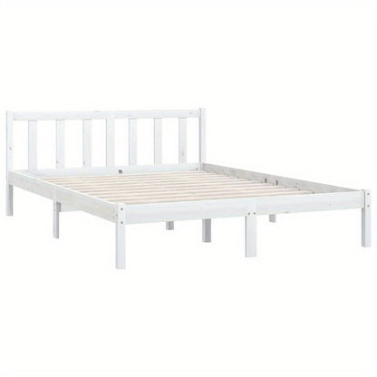 Solid Pine Wood Bed Frame 160x200cm - Removable & Durable White Wooden Frame with High-Quality Construction, Modern Minimalist Design for Contemporary Bedrooms, Bed Frame for Bed, Bedroom Furniture, Clean Line Furniture, Natu