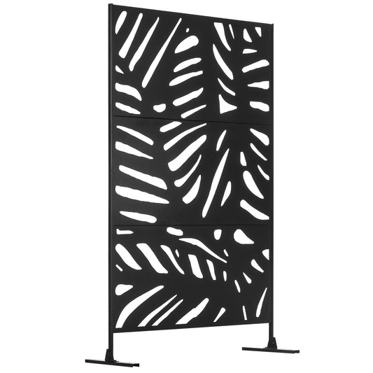 Tuinscherm – Tuinafscheiding – Privacy Scherm – Windscherm – Decoratief Scherm – Metalen Panelen Zwart – Weerbestendig Met Epoxy Coating – Afmeting 122x45x198 cm