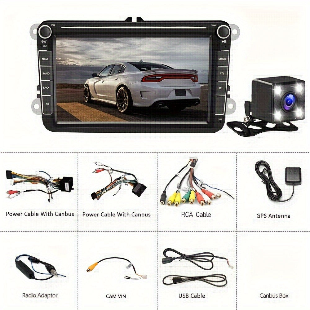1+32G voor Android Double Din GPS Auto MP5-speler Autoradio Touchscreen met GPS FM AM-radio-ontvanger voor VW + achteruitkijkcamera, entertainmentsysteem voor voertuigen, rijhulp De