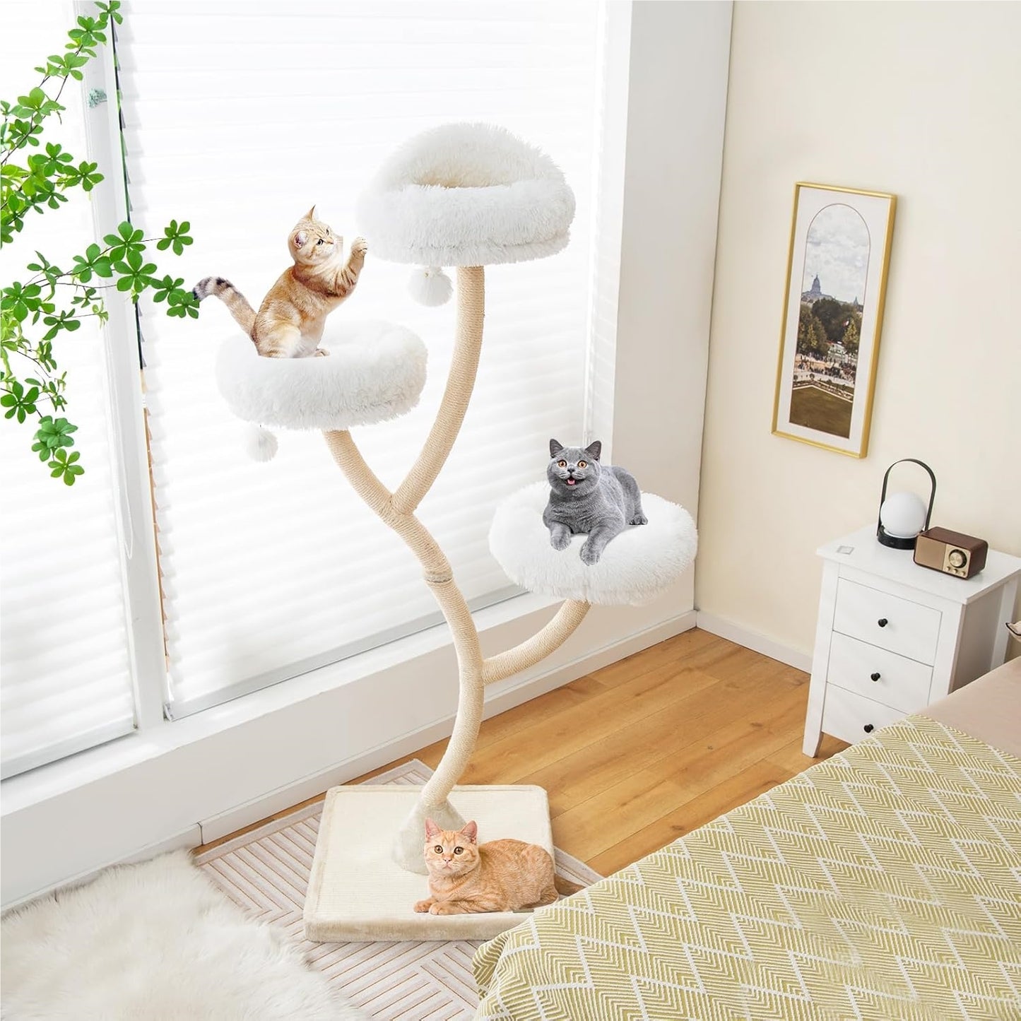 Krabpaal – Kattenboom – Kattenhuis – Krabton – Kattentoren – Met Stabiel Metaalframe – 178 cm Hoog Met Sisal Krabpalen