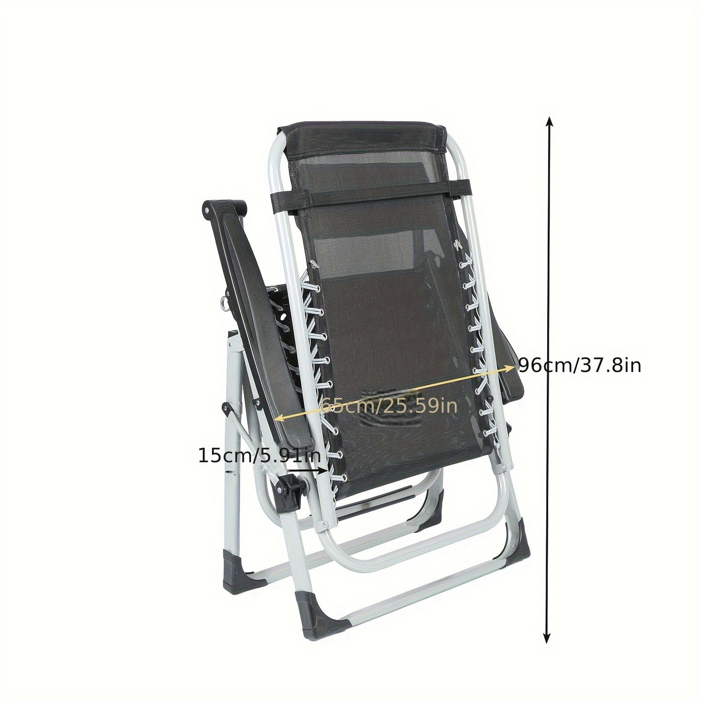 Space Saving Lounge Chair with Headrest And Side Tray - Oxford Cloth, 60x87x110cm, Suitable for Terrace, Garden, Balcony