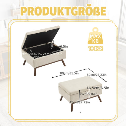 Opbergbank – Zitbank – Schoenenbank – Koffietafel – Opbergkast – Wit – Modern Design – Lift-Top Deksel – Ruime Opbergruimte (>3,2 ft³) – Stevig & Duurzaam