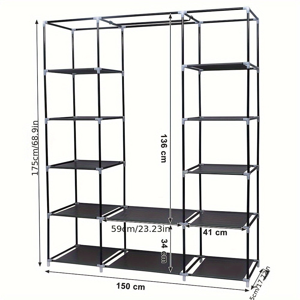Kledingkast – Garderobekast – Stoffen Kast – Opbergkast – Garderobekast Systeem – 150x45x175 cm – Modulair & Stapelbaar – Lichtgewicht & Duurzaam