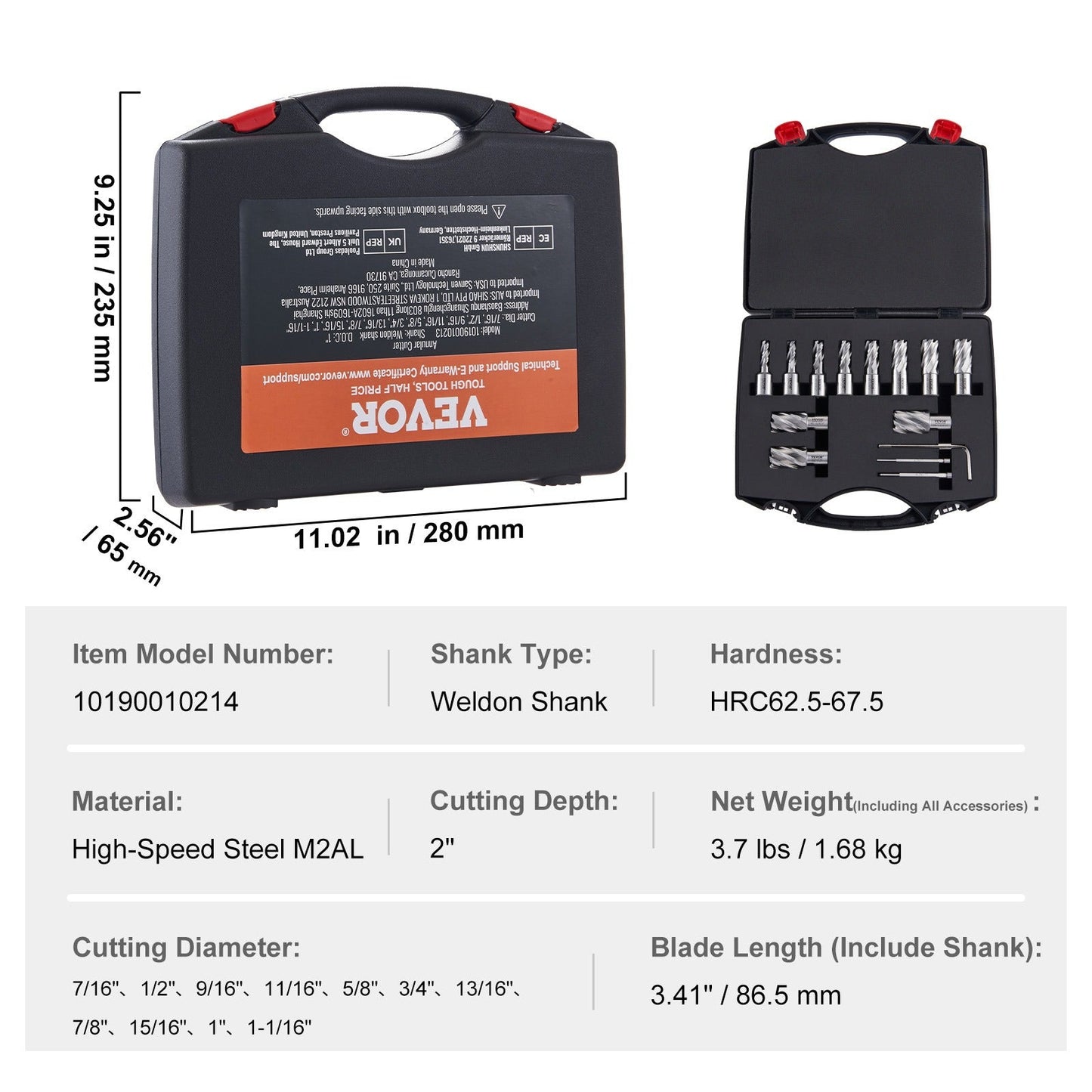HSS Borenset – Kernboor Set – Boren Voor Metaal – Magneetboor Bits – Kernboorbits – 11-delige Set – Hittebestendig Staal – Grote Spaanuitvoer