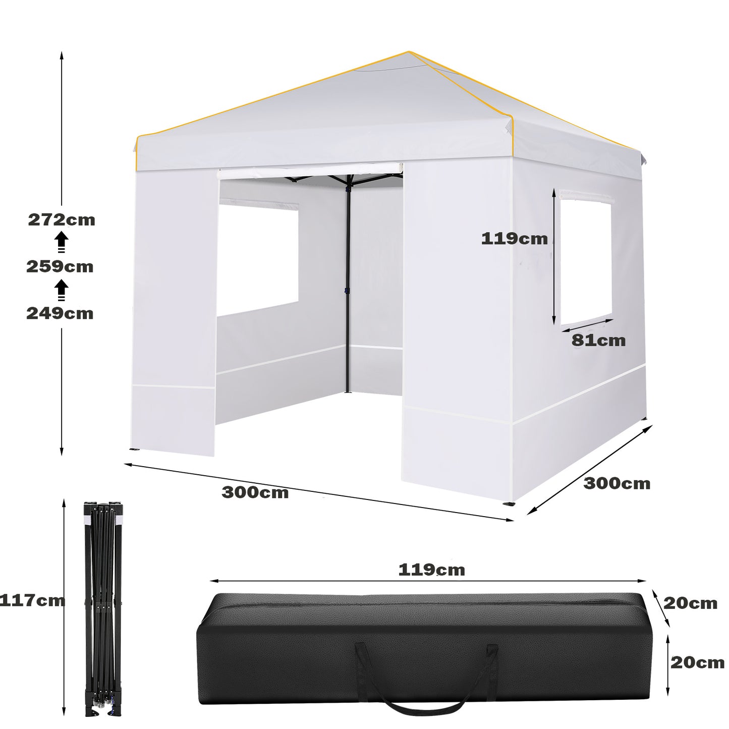 Zonneluifel – Schaduwdoek – Luifel – Zonnescherm – 3x3 Meter – Lichtgewicht – Pop-Up Systeem