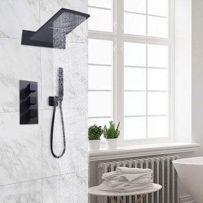 Black concealed showerhead shower set