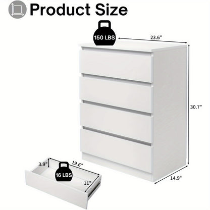 Ladekast – Ladenkast – Kommode – Dressoir – Opbergkast – Modern Design – Anti-Kantel Kit – Houten Kast – Wit – 4 Lades – 68,5 cm Hoog – 3,2 cu ft Opbergruimte