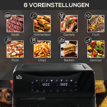Heteluchtfriteuse – Airfryer – Friteuse – Luchtfriteuse – Dubbele Mand – 2x4L Manden – 8 Programma’s – Timer en Licht – Zwart – Compact formaat