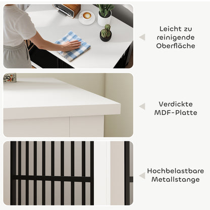 Hondenbench – Hondenkooi – Hondenhok – Draadkooi – Bench – Wit MDF & Metaal – Opvouwbaar Met Draaiende Voerbakken & Veilig Slot