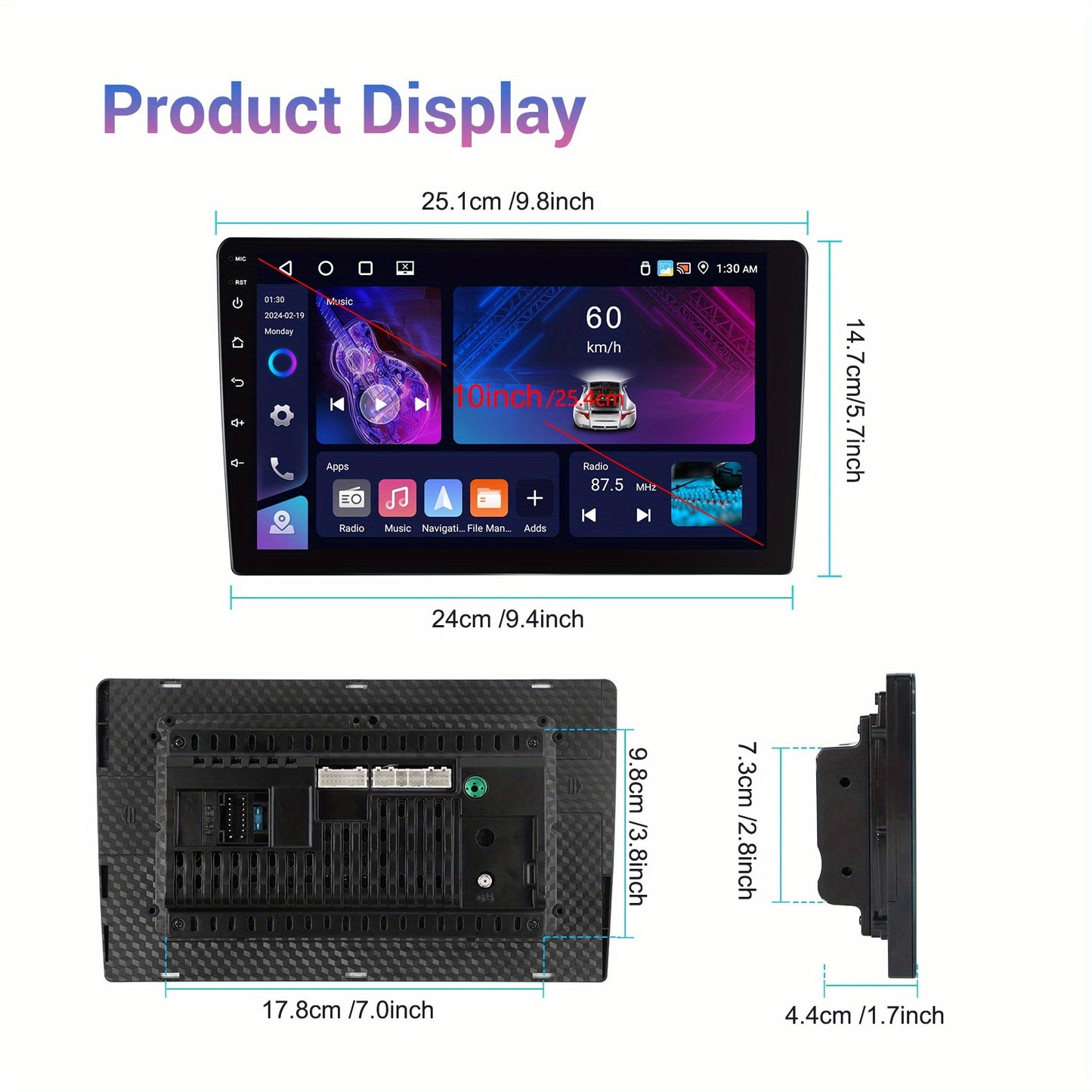 Autoradio – Car Radio – Multimedia Radio – Auto Stereo – Navigatiesysteem – 10,1 Inch HD Touchscreen – Draadloos Apple CarPlay & Android Auto – AHD Achteruitrijcamera & Stuurwielbediening