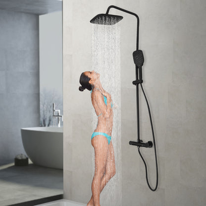Douchekraan – Doucheset – Thermostaatkraan – Douchethermostaat – Mengkraan – Mat Zwart – Messing & ABS – 3 Waterstanden Met Handdouche