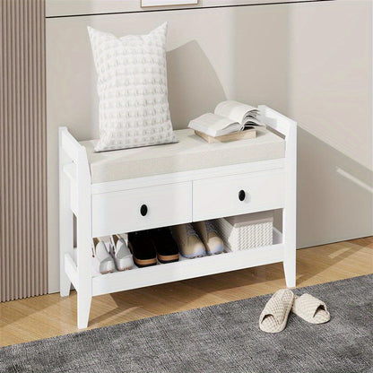 Schoenenbank – Schoenenrek – Zitbank – Opbergbank – Schoenenkast – Modern Wit Design – Gestoffeerd Zitvlak – MDF Hout Stabiel