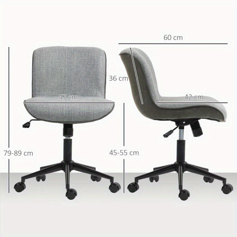 Bureaustoel – Draaistoel – Office Chair – Bureaustoelen – Werkstoel – Verstelbare Zithoogte – Vijfpotig Onderstel Met Antislip Voeten – Gewatteerde Zitting – Armlos Ontwerp – Ergonomisch – Modern Minimalistisch – Donkergrijs