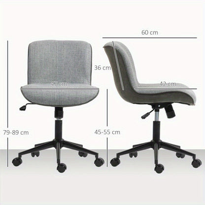 Bureaustoel – Draaistoel – Office Chair – Bureaustoelen – Werkstoel – Verstelbare Zithoogte – Vijfpotig Onderstel Met Antislip Voeten – Gewatteerde Zitting – Armlos Ontwerp – Ergonomisch – Modern Minimalistisch – Donkergrijs