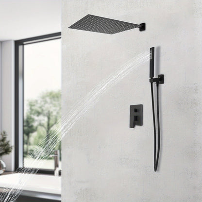 Inbouwdoucheset – Doucheset – Regendouche – Handdouche – Douchearmatuur – Zwart – 40x40 cm Regenkop – Roestvrijstalen Slang 1,5m
