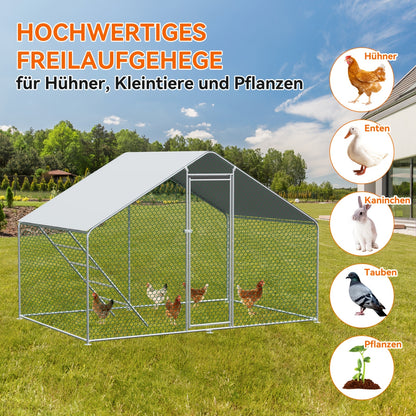 3x4x2 Meter Chicken Coop, Poultry And Livestock Enclosure, with Safety Lock, Made Of Metal, Suitable for Chickens, Rabbits And Other Small Animals.