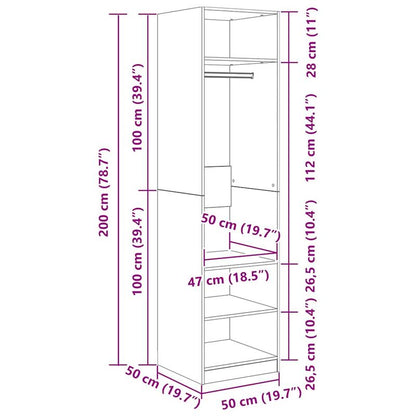 Kast – Opbergkast – Garderobekast – Kledingkast – Dichte Kast – Betongrijs – Bewerkt Hout – 50x50x200 cm – Stevig & Duurzaam