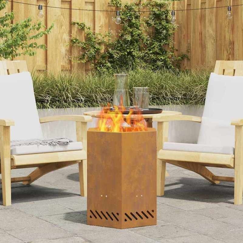 38x38x51cm Brown Fire Pit Home Patio Small Fire Stove for Terrace Leisure and Relaxation Garden Daily Use, Patio Heating, Outdoor Fireplace, Compact Design, Stylish Fireplace, Weatherresistant Material, Highquality Finish, Po