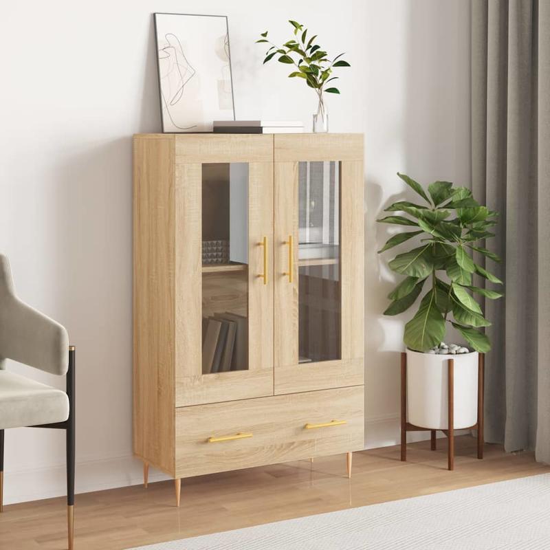 Simple Sideboard, Spacious Storage Cabinet with Display Shelf, Suitable for Kitchen, Living Room, Stylish Furniture, Offers Additional Storage Space and Home Decor, Ensures Safety. Tall Cabinet 69.5x31x115 cm, Treated Wood, S