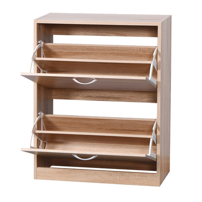Schoenenkast – Opbergmeubel – Schoenenrek – Halmeubel – Schoenenopberger – Metaal – 2 Klapdeuren – 2 Lagen – Compact Design – Vloermontage