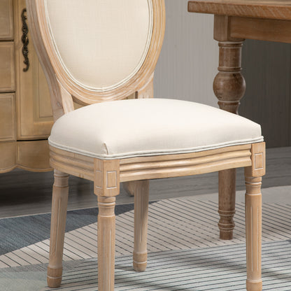 Eetkamerstoel – Keukenstoel – Stoel – Vintage Stoel – Set van 2 – Franse Stijl Met Ronde Rugleuning – Comfortabele Dikke Foam Zitting – Stevig Rubberwood Frame Met Verstelbare Anti-Slip Voetjes