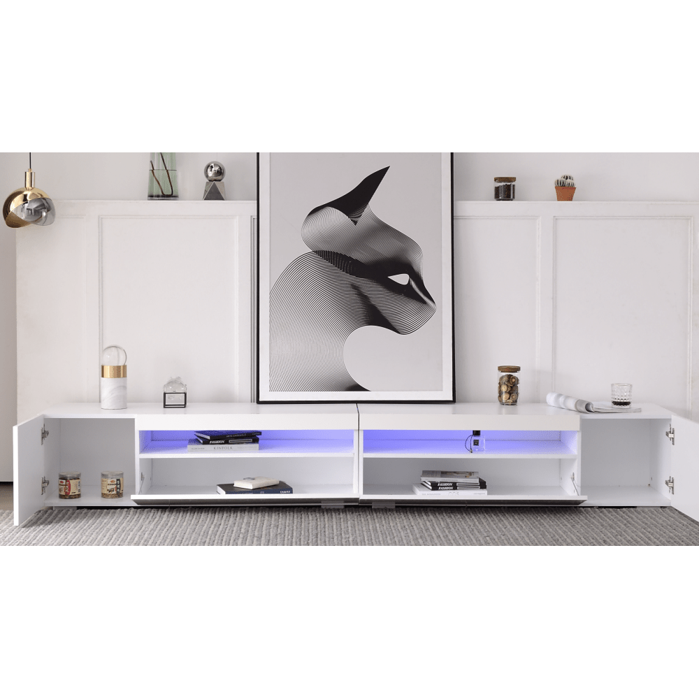 Tvmeubel – Tv Kast – Tv Meubel – Tv Dressoir – Tv Wandmeubel – Wit Mat – Modern Design – MDF 240 cm