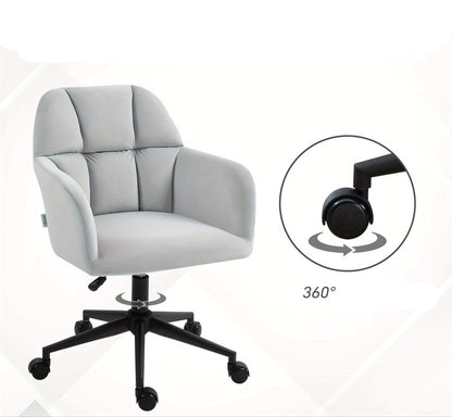 Draaifauteuil – Bureaustoel – Office Chair – Werkstoel – Stoel Met Armleuningen – Lichtgrijs Fluweel – Verstelbare Zithoogte – 360° Draaibaar