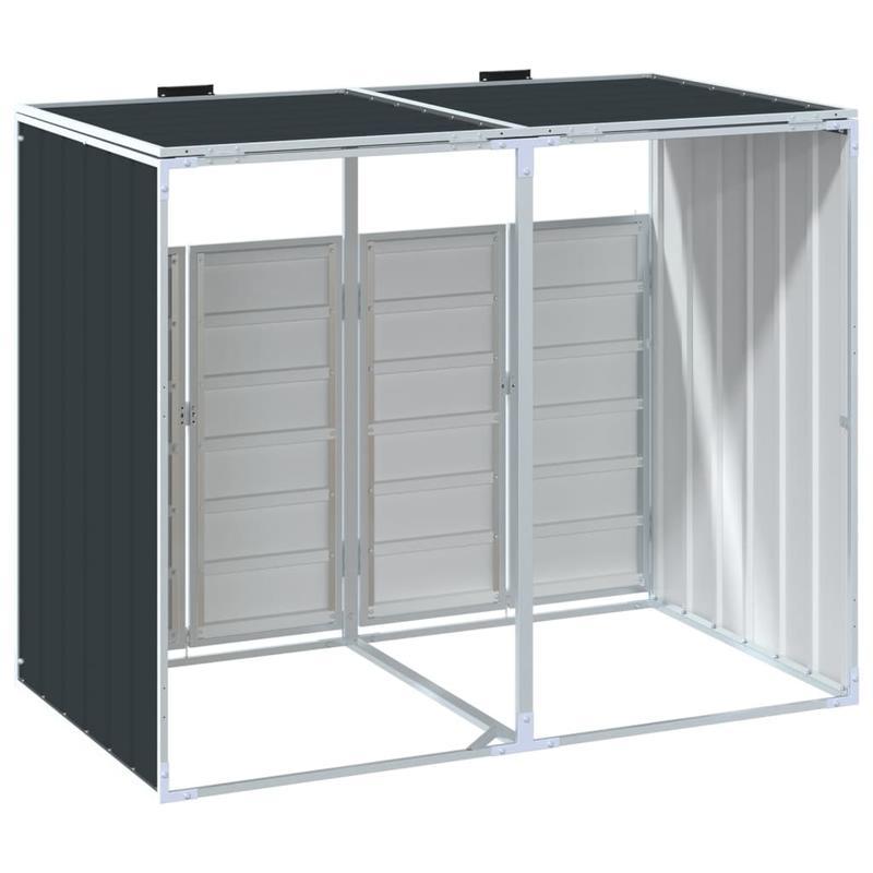 Buitenafvalbak – Afvalcontainer – Afvalbak Met Slot – Afvalopvang – Vuilnisbak – Stevig Stalen Materiaal – Weerbestendig Antracietgrijs – 142x81x112 cm