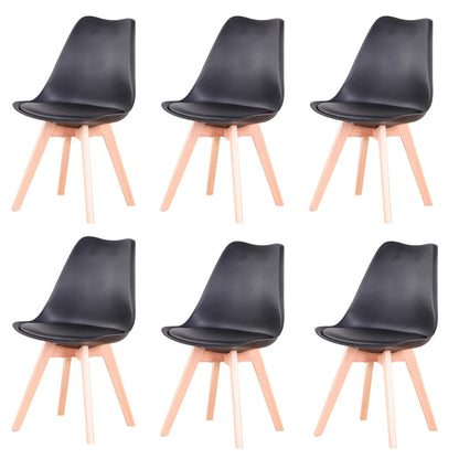 Eettafelstoelen – Eetkamerstoelen – Stoelen Set – Zwarte Stoelen – Kunstleren Zitting – Massief Beukenhout – Tot 120 Kg Belastbaar