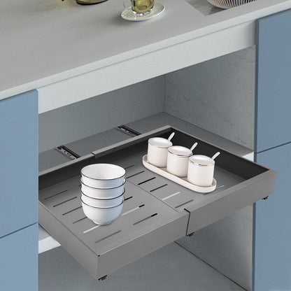 Keukenkast Organizer – Gootsteenkast Organizer – Kastorganizer – Lade Organizer – Uitschuifbare Lade – Metaal – Verstelbaar 32-52 cm – Draagkracht 15 kg – Grijs