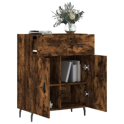 Classic Hardwood Dining Cabinet with Lockable Doors - 69.5x34x90cm Large Core Board Storage Sideboard, Finish, No Electricity Needed
