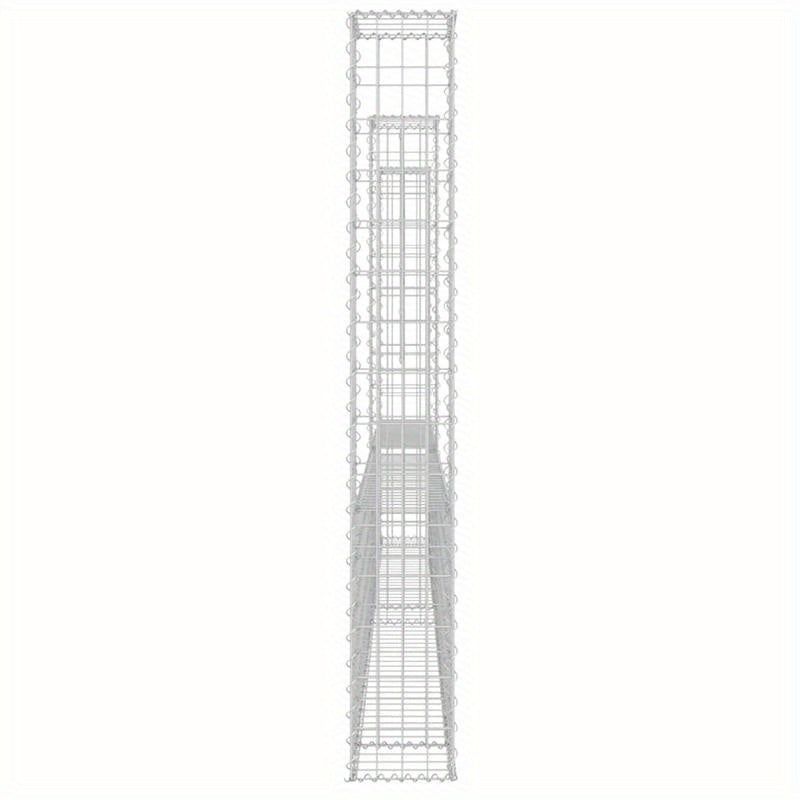 Tuinafscheiding – Tuinscherm – Buitenomheining – Privacy Scherm – Gabion Hek – U-vormig Met 3 IJzeren Palen – Stevig Metalen Materiaal – 260x20x150 cm