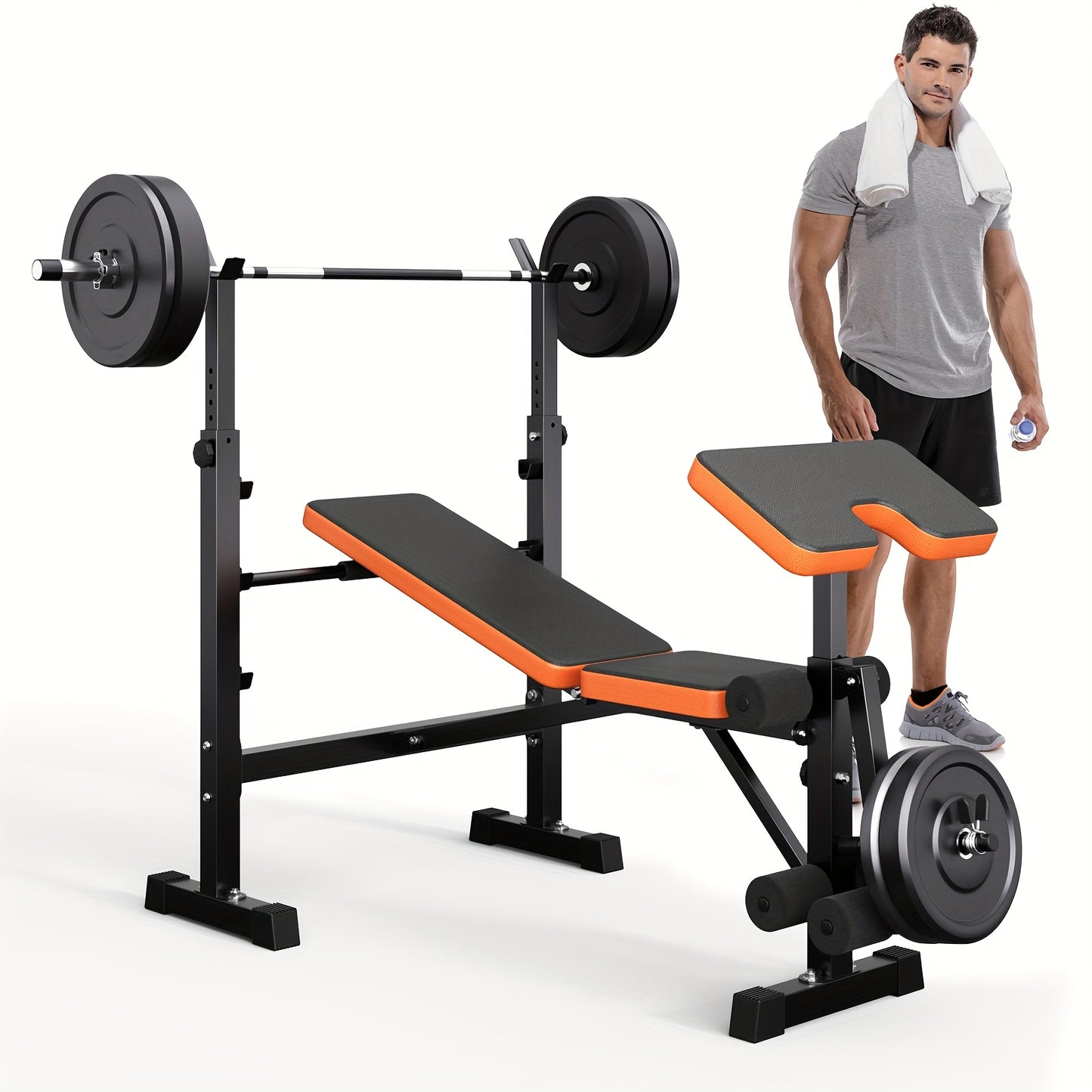 Weightbank – Halterbank – Fitnessbank – Trainingsbank – Workout Bench – Verstelbaar – Squat Rack – 370 kg Max Belastbaar – 6-in-1 Multifunctioneel Trainingssysteem