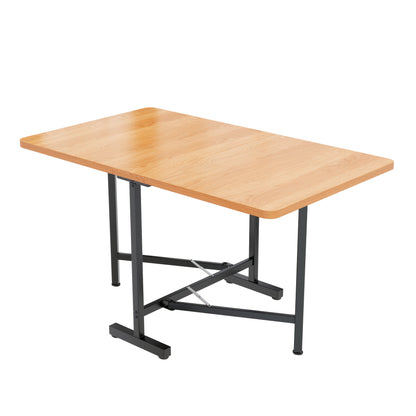 Elegant Modern Minimalist Natural Color Dining Table - Extendable Dining Table 120cm X 80cm, Foldable And Storable Table, Modern Minimalist Style, High Strength Alloy Bracket