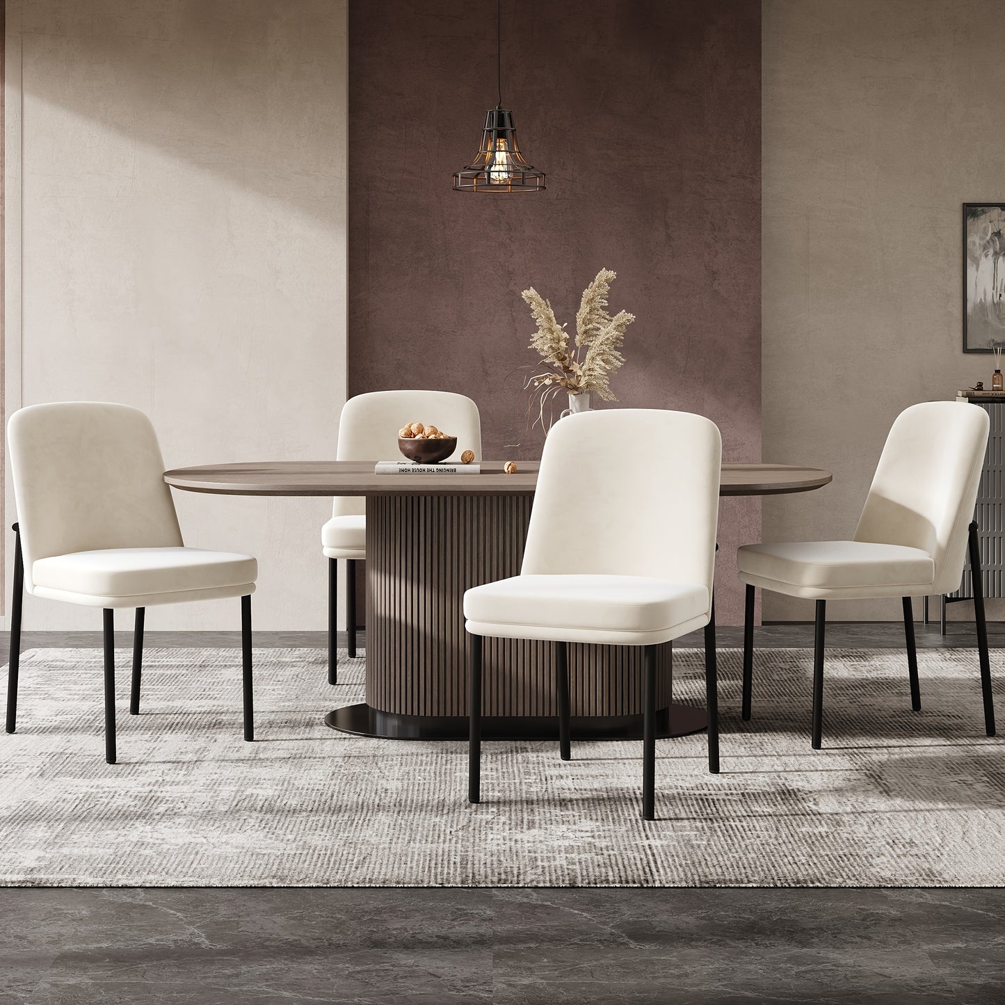Eetkamerstoel – Stoel – Dining Chair – Caféstoel – Restaurantstoel – Set van 2 – Dikke Kussens met Katoenen Vulling – Stevige Zilverkleurige Metalen Poten