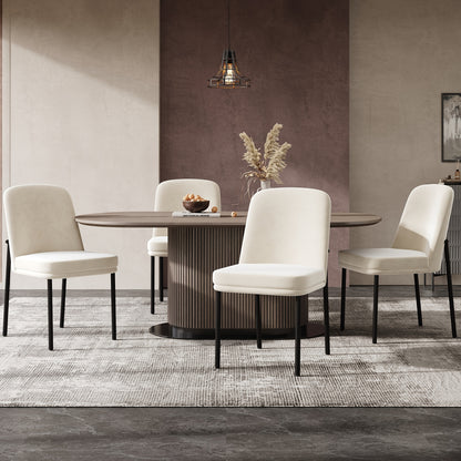 Eetkamerstoelen – Stoelen – Dining Chairs – Bistro Stoelen – Restaurantstoelen – Metalen Poten – Dikke Zachte Kussens – Beige met Zwarte Poten