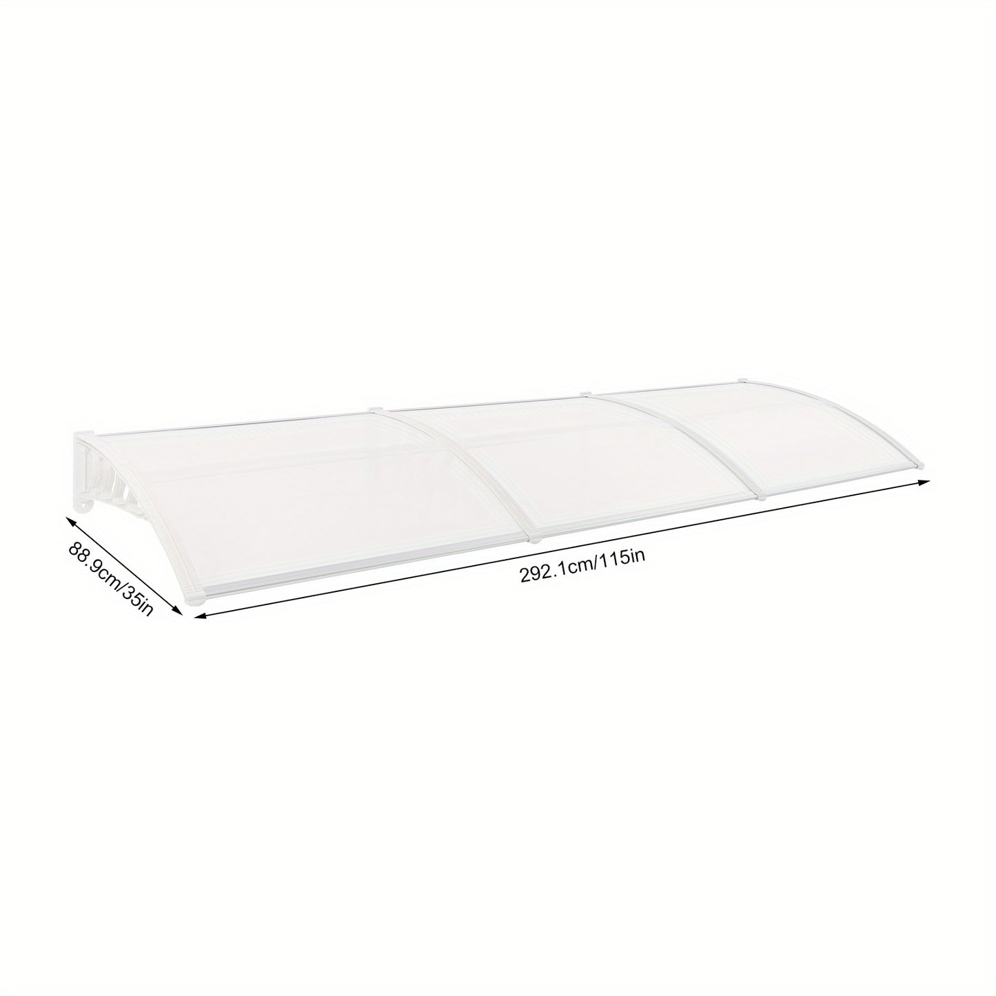 Boogluifel – Luifel – Dakoverkapping – Overkapping – Zonnewering – Transparant – Wit Aluminium Frame – 90x300 cm – Weerbestendig – Eenvoudige Montage
