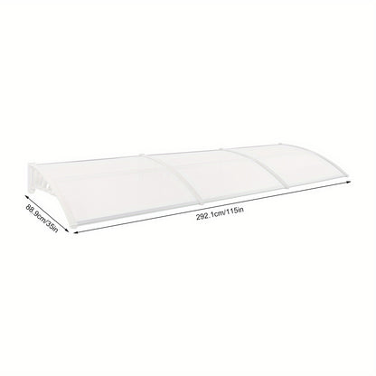 Boogluifel – Luifel – Dakoverkapping – Overkapping – Zonnewering – Transparant – Wit Aluminium Frame – 90x300 cm – Weerbestendig – Eenvoudige Montage