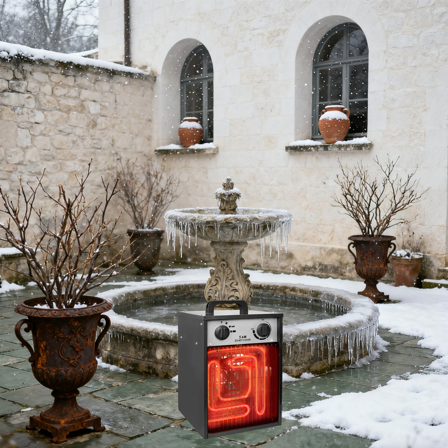 Terrasverwarmer – Tuinverwarming – Terras Heater – Elektrische Kachel – Buitenshuis Verwarming – 5000W Vermogen – Draagbaar Vrijstaand Ontwerp