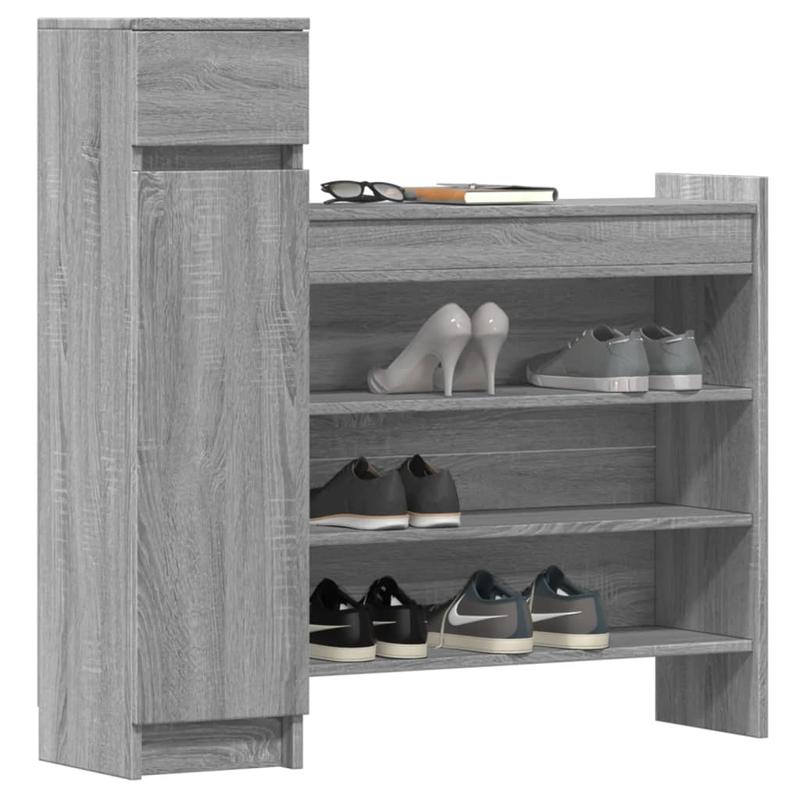 Schoenenkastje – Schoenenkast – Schoenenrek – Schoenenopberger – Schoenenschuif – Smal Hoog Kastje – Duurzaam Hout – Grijze Afwerking – 100,5x28x100 cm – Modern Ontwerp