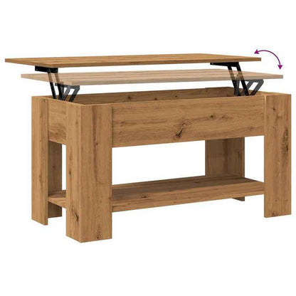 Coffee table 101x49x52cm edited wood artisanaal Oakkleur Practical, removable, suitable for all seasons, Coffee Table with Storage, Versatile Table, Living Room Furniture, Minimalist Style, Modern Furniture, Removable Design,