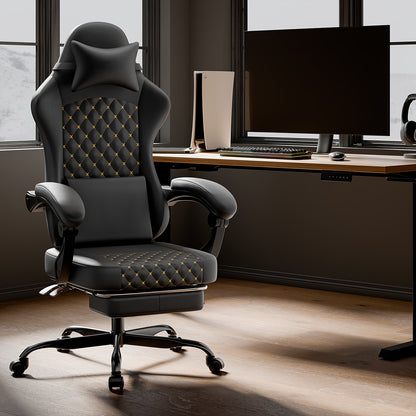 Gamingstoel – Gamestoel – Gaming Chair – Bureaustoel – Game Stoel – Ergonomisch Design – Ingebouwde Voetsteun & Massagefunctie – Metalen Frame – Max 150 kg