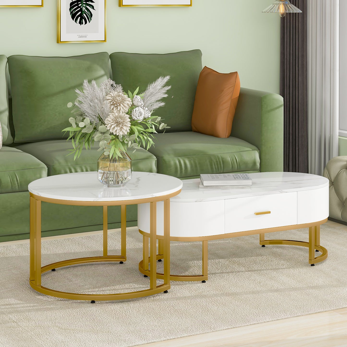 Coffee Tables 2pcs Table Frame Metal Gold, Noble Living Room Tables, Modern Set Tables