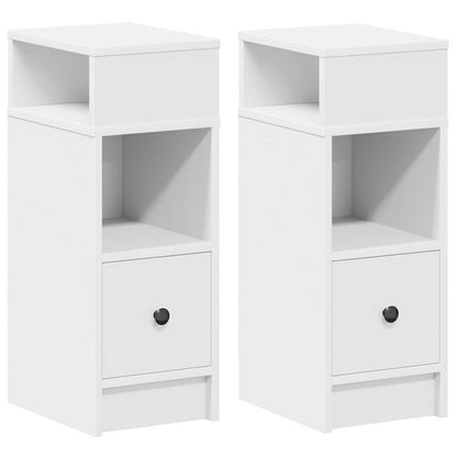 Set of 2 White Bedside Tables with Drawer, Measuring 25X31X66 Cm