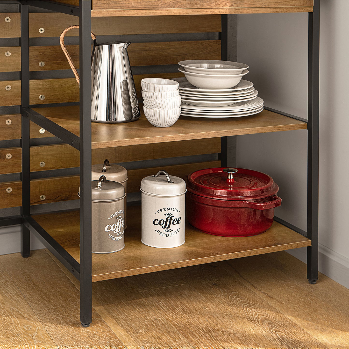 Keukenunit – Keukentrolley – Dressoir – Wandkast – Barmeubel – Vintage Design – MDF Met Metalen Frame – Afm. 120x90x45 cm