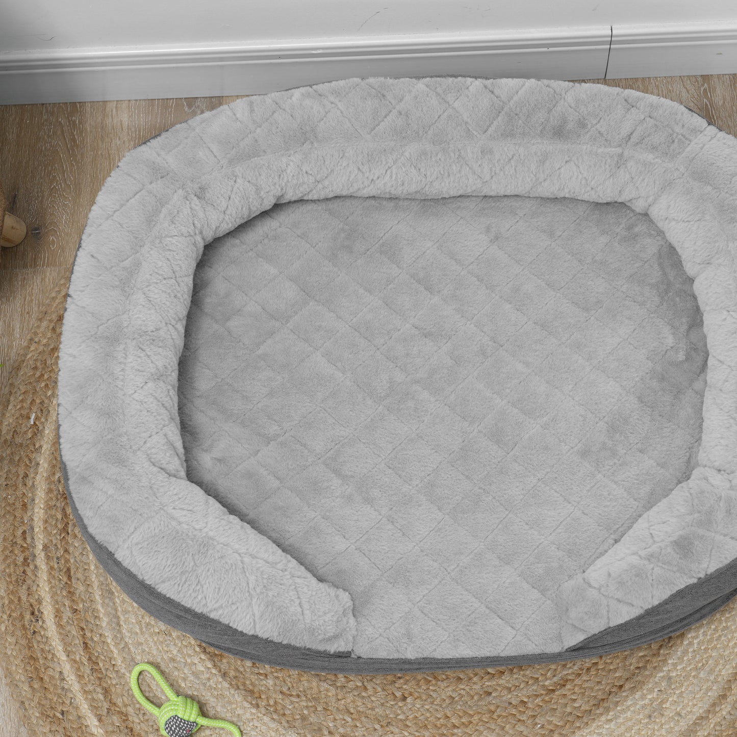 Hondenbed – Hondenkussen – Huisdierenbed – Dierenmand – Dierenkussen – Afneembare Wasbare Hoes – Antislip Poten – Grijs – 90 x 78 x 25 cm – Geschikt Tot 25 Kg