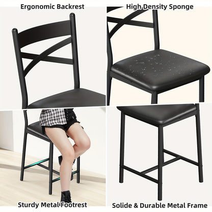 Eettafelset – Uitklapbare Tafel – Keukenstoel – Bartafel – Diningset – Compact Design – 3 Open Planken – Grijs