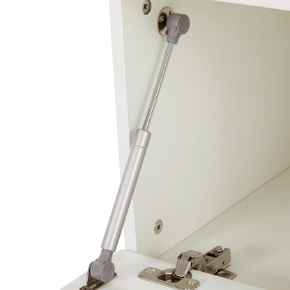 Witte Houten Kapstok – Wandkapstok – Garderoberek – Kapstok met Zitbank – Schoenkast – 4 Haken – Cushioned Opbergstoel – H180xB100xD35 cm