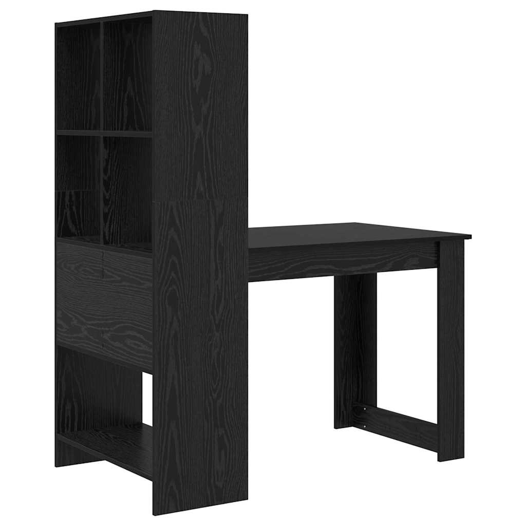 Bureau – Bureautafel – Werktafel – Computertafel – Schrijftafel – Zwart Eiken – Krasbestendig – Met Opbergruimte